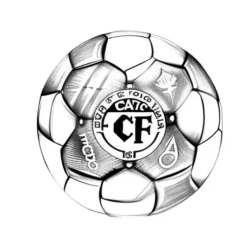 tattoo of a soccer ball with letters CFC logo at its center tattoo design idea