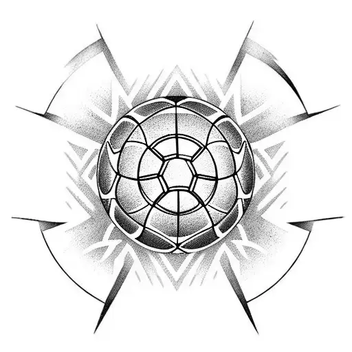 Dotwork tattoo of a soccer ball with the CFC logo at its center tattoo design idea