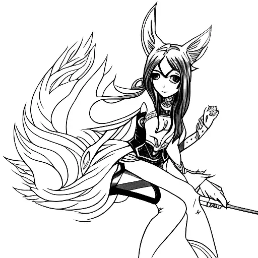 league of legends character ahri minimalist tattoo design idea