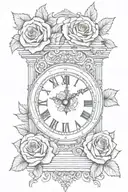 roman numeral clock with rose  intertwined tattoo design idea