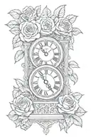 roman numeral clock with rose  intertwined tattoo design idea