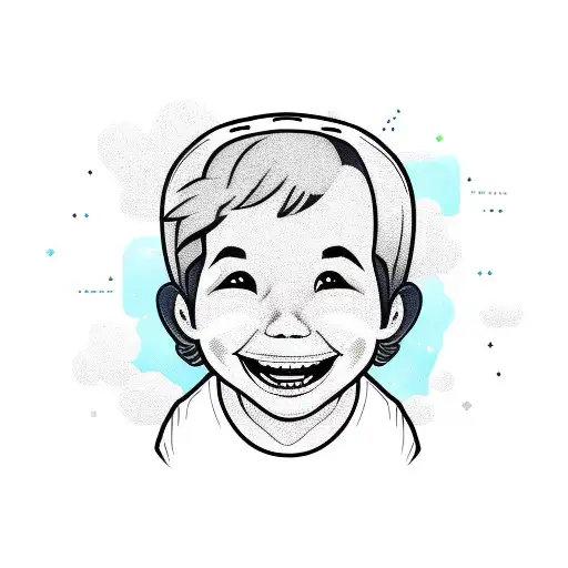 smiling boy with very heavy backpack  tattoo design idea