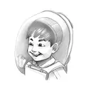 smiling boy with heavy backpack  tattoo design idea