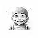 smiling boy with heavy backpack  tattoo design idea