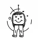 smiling boy with heavy backpack  tattoo design idea