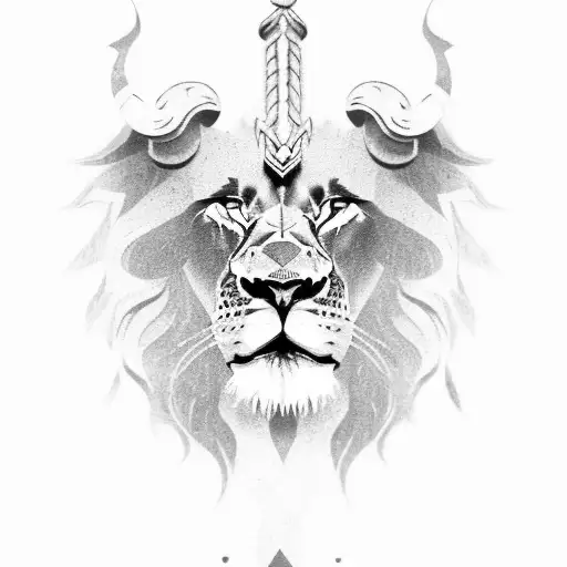 lion with viking  tattoo design idea