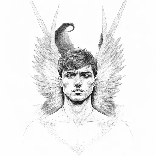 an handsome Michael archangel  tattoo design idea