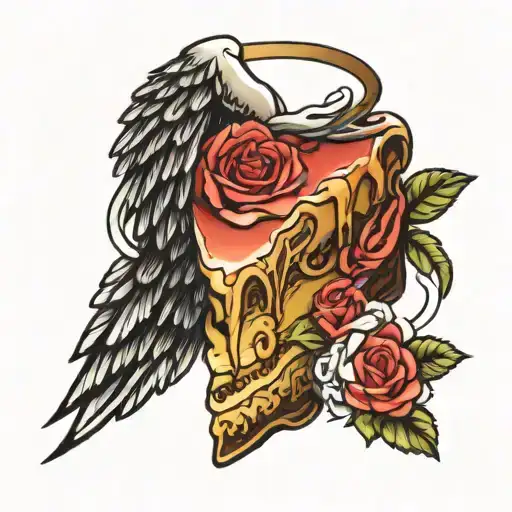 slice of cake angel wing  tattoo design idea