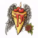 slice of cake angel wing  tattoo design idea