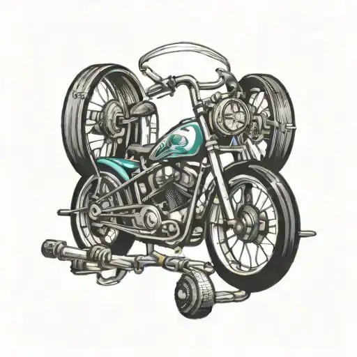 parachute barbell bike tattoo design idea