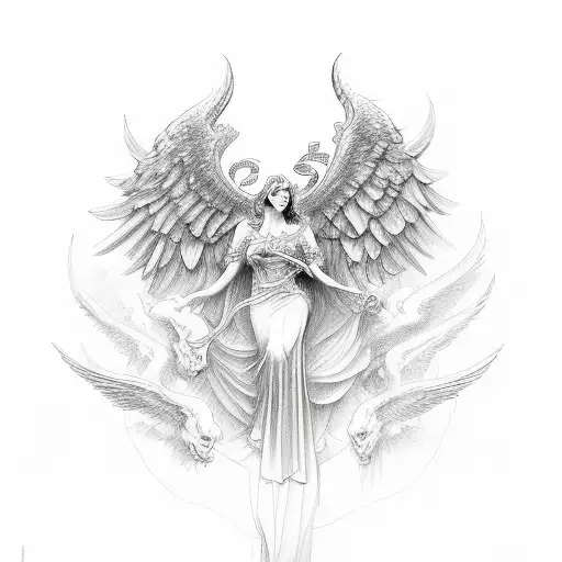 Alas de Angel y diablo tattoo design idea