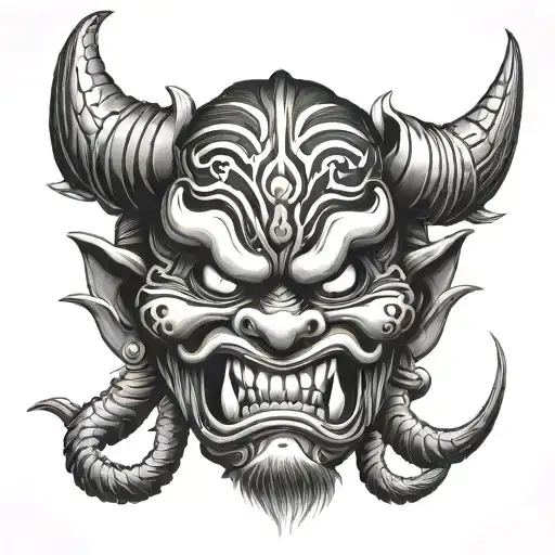 Japanese oni mask made tattoo design idea