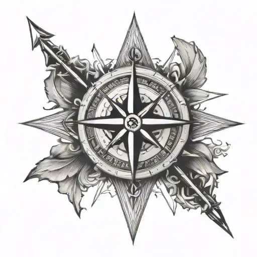 compass arrow tattoo design idea
