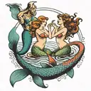 In the middle there is supposed to be a drowning man and on the sides mermaids singing tattoo design idea
