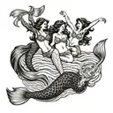 In the middle there is supposed to be a drowning man and on the sides mermaids singing tattoo design idea