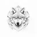 Camaro 74 white with blue lines with white wolf  tattoo design idea