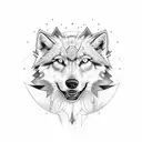 Camaro 74 white with blue lines with white wolf  tattoo design idea