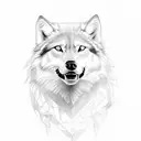 Camaro 74 white with blue lines with white wolf  tattoo design idea