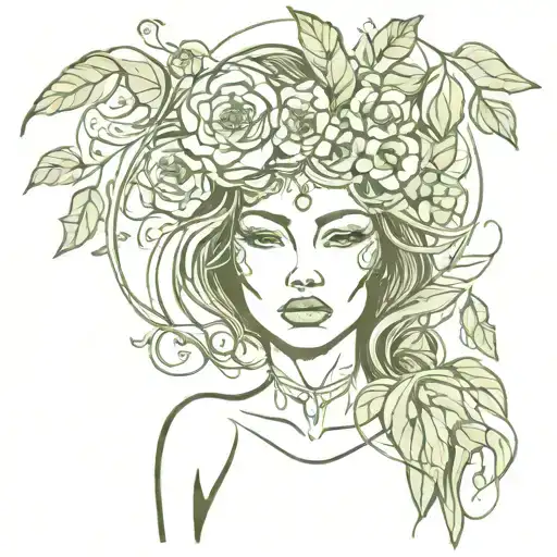 Mother Earth woman posing tattoo design idea