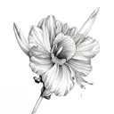 bouquet with Iris, daffodil and cosmos tattoo design idea