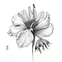 bouquet with Iris, daffodil and cosmos tattoo design idea