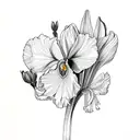 bouquet with Iris, daffodil and cosmos tattoo design idea