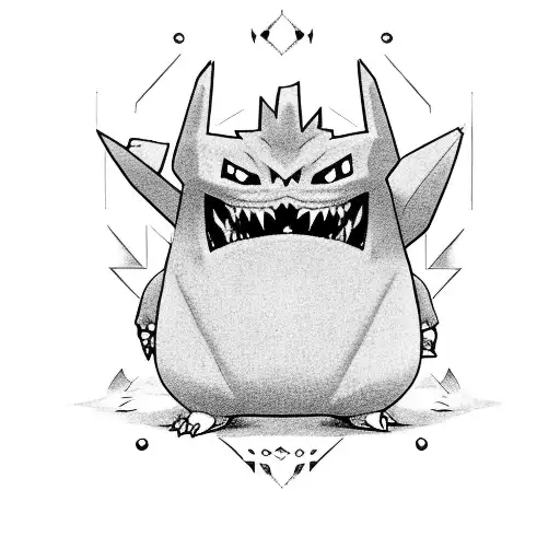 pokemon gengar with bones tattoo design idea