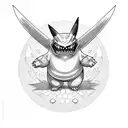 pokemon gengar with bones tattoo design idea