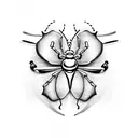 beetle and rose tattoo design idea
