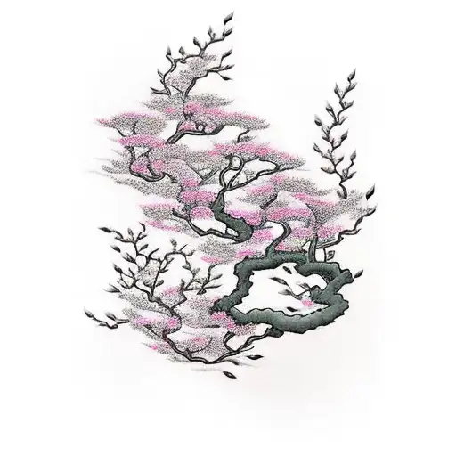 Charlotte jade text with medium cherry blossom tree tattoo design idea