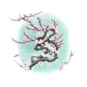Charlotte jade text with medium cherry blossom tree tattoo design idea