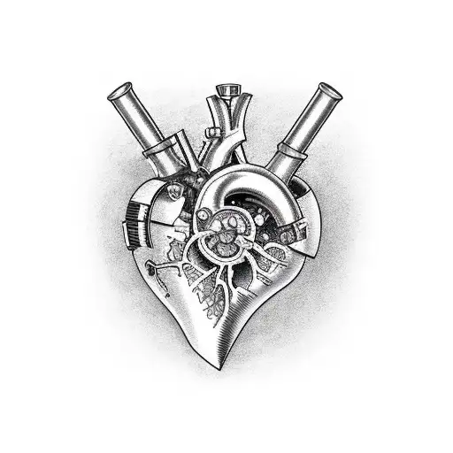 Mechanical heart tattoo design idea