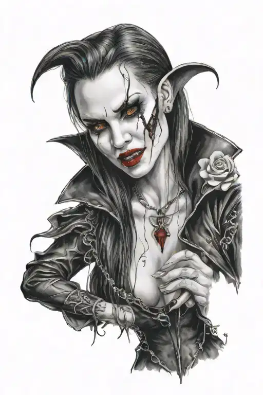 sexy vampire girl tattoo design idea
