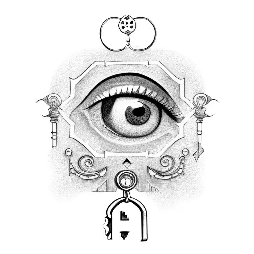 Coraline's key and button eyes tattoo design idea