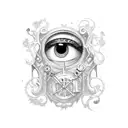 Coraline's key and button eyes tattoo design idea