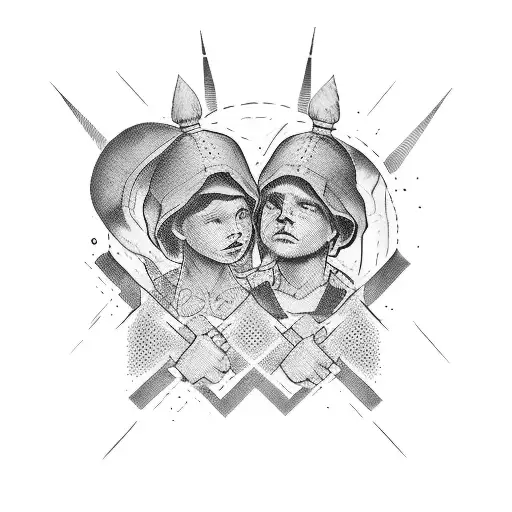 2 brothers 1 sister tattoo design idea