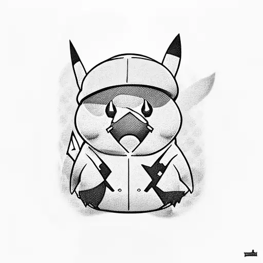 bass pikachu Spiderman cartman  tattoo design idea