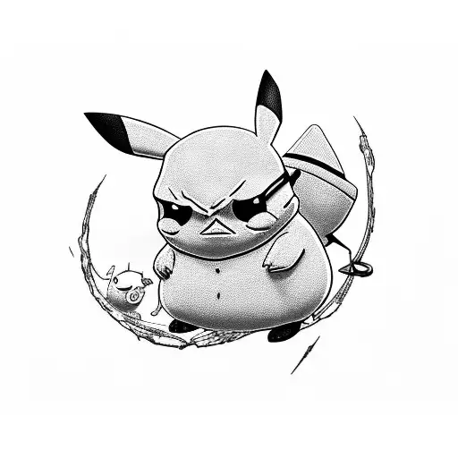 bass & pikachu & Spiderman & eric cartman tattoo design idea