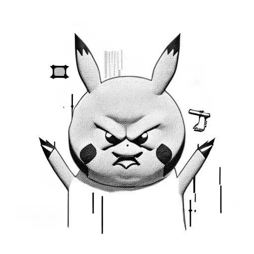 bass & pikachu & Spiderman & eric cartman separate  tattoo design idea