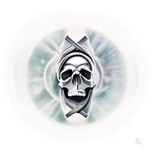Skull, Stoic, Christianity, Alpha Omega tattoo design idea