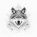 Wolf with blue eres and valknut tattoo design idea