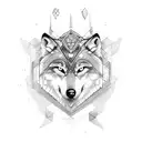 Wolf with blue eres and valknut tattoo design idea