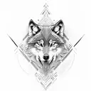 Wolf with blue eres and valknut tattoo design idea