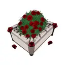 Coffin with roses tattoo design idea