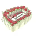 Coffin with roses tattoo design idea