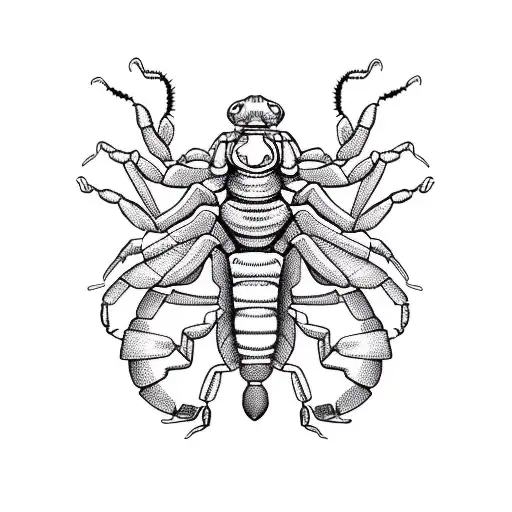 A scorpion emerging from the shadows, its body formed by swirling winds tattoo design idea