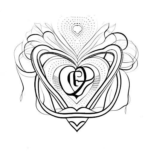 A minimalist tattoo of a heart with the initials JM intertwined tattoo design idea