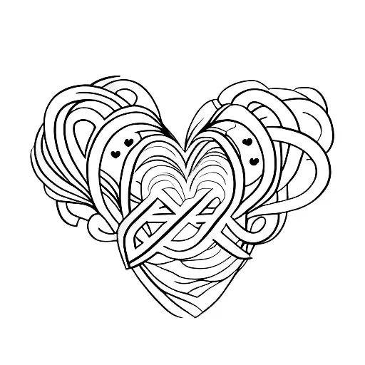 A minimalist tattoo of a heart with the initials JM intertwined tattoo design idea