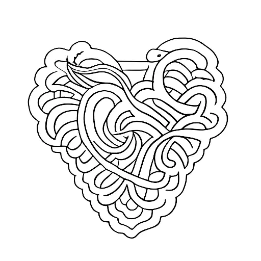 A minimalist tattoo of the name João Marcos in the shape of a heart tattoo design idea