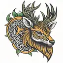 phoenix celtic deer head tattoo design idea